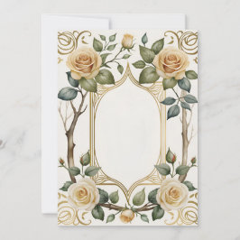 Convites flor de casamento e moldura de ouro