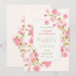 Convites Flor de cerejeira rosa em flor 