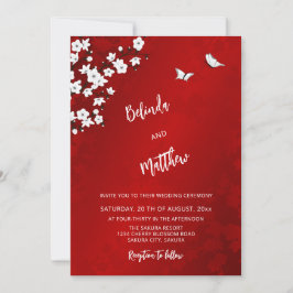 Convites Flor de Cerejeira Vermelha Branca | Casamento Info