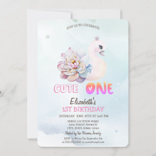 Convites Flor de Cisne de Aquarela 1 rua