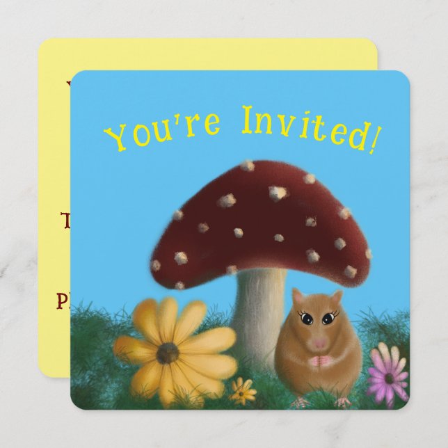 Convites Flor de cogumelos e de rato (Frente/Verso)