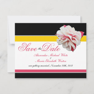 Convites Flor de Fúcsia Rosa Amarelo Casamento Salve as Dat