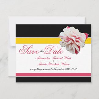 Convites Flor de Fúcsia Rosa Amarelo Casamento Salve as Dat