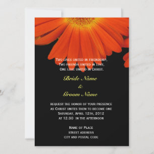 Convites Flor de gerbera margarida laranja casamento cristã