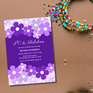 Convites Flor de Lavanda Púrpura 80 Fabuloso Aniversário