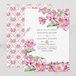 Convites Flor de Lótus Aquarela Casamento Indiano