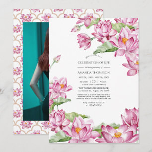 Convites Flor de Lótus Aquarela Celebração Indiana da Vida