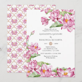 Convites Flor de Lótus Aquarela Festa de Noivado Indiana