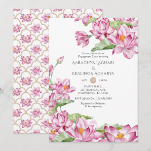 Convites Flor de Lótus Aquarela Festa de Noivado Indiana