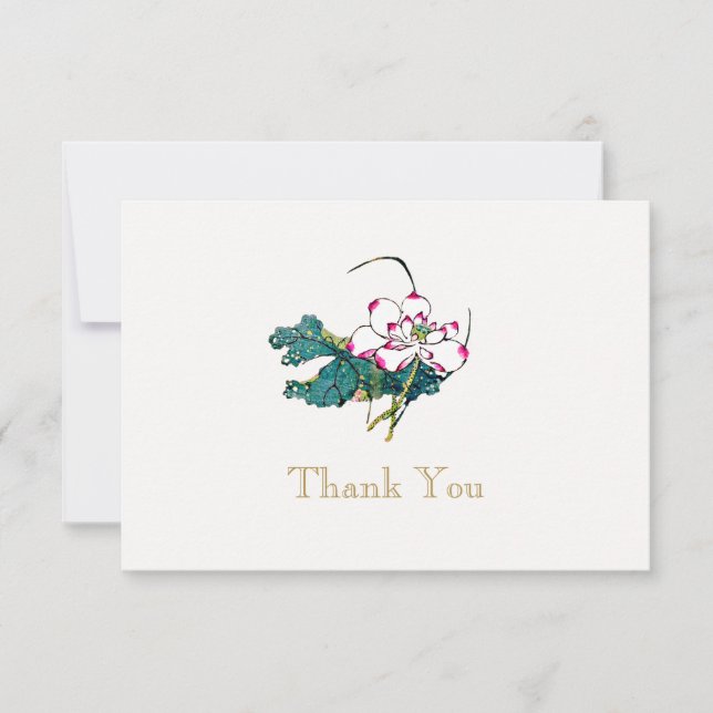 Convites Flor De Lotus Branco Obrigado (Frente)