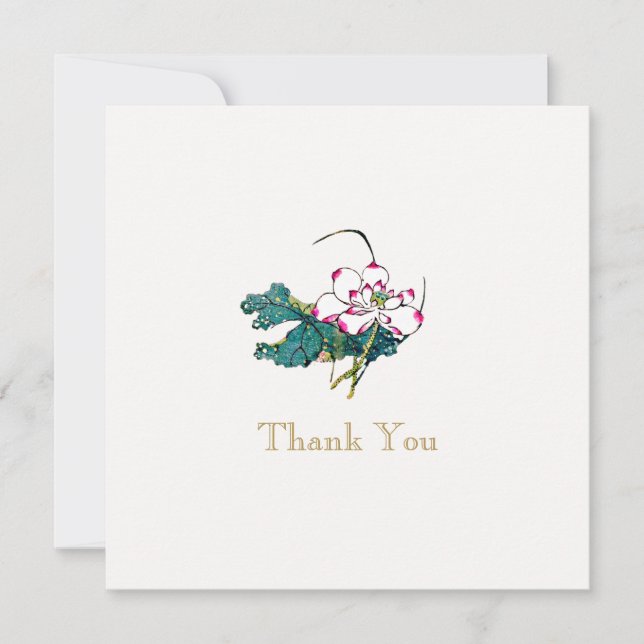 Convites Flor De Lotus Branco Obrigado (Frente)