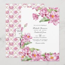 Flor de Lótus Código QR Indiano RSVP Casamento