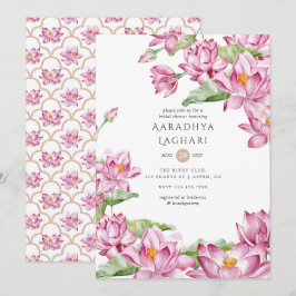 Convites Flor de Lótus em Aquarela Chuveiro de Noiva Indian