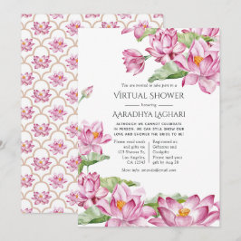 Convites Flor de Lótus em Aquarela Chuveiro Virtual Indiano