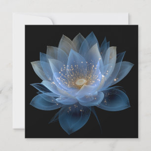 Convites Flor de Lótus Etéreo - Floral Preto Azul