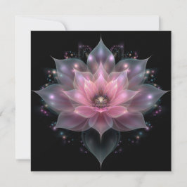 Convites Flor de Lótus Luminosa - Floral Preto Rosa Claro