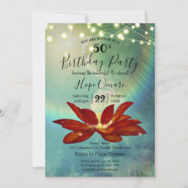 Convites Flor de Lótus Vermelha | Festa de Aniversário de 5