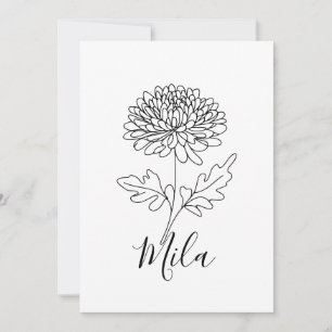 Convites Flor de Nascimento do Chrysanthemum Personalizado