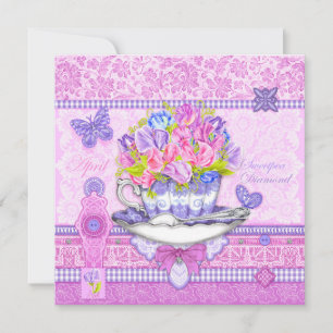 Convites Flor de Nascimento e Placa Teacup Gem April
