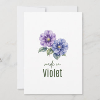 Convites Flor de Nascimento Violeta de Fevereiro aquarela