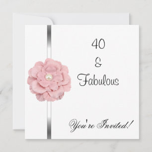 Convites Flor de Pérola Branca Rosa Fabuloso Aniversário de