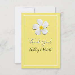 Convites Flor de Plumeria Branca em Amarelo, Casamento Obri