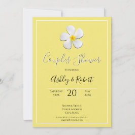 Convites Flor de Plumeria Branca em Amarelo, Chá Casal