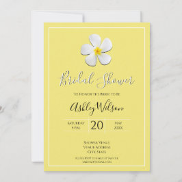 Convites Flor de Plumeria Branca em Amarelo, Chá de panela