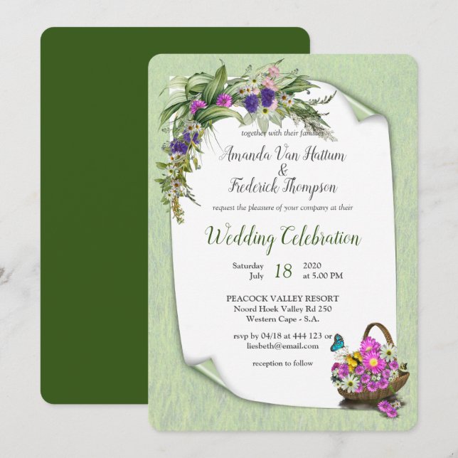 Convites Flor de primavera de solstício de verão (Frente/Verso)