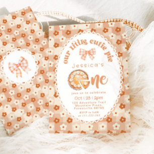 Convites Flor de primeiro aniversario de torta pequena