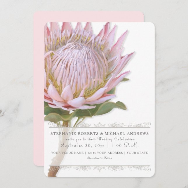 Convites Flor De Proteína Rosa Flor Moderno E Simples (Frente/Verso)