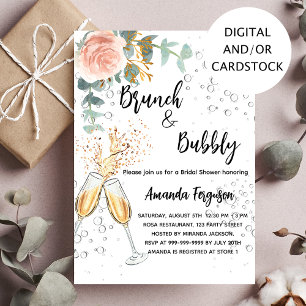 Convites Flor de rosa de Brunch Bubble