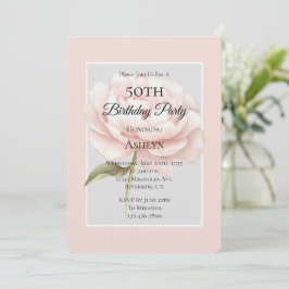 Convites Flor de Rosa Rosa Branca Bonita de 50º Aniversário
