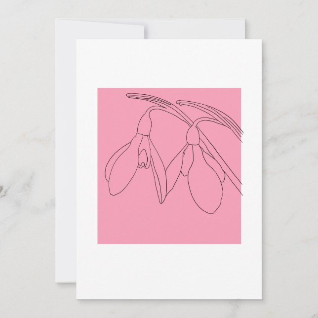 Convites Flor de snowdrop rosa e preto (Frente)