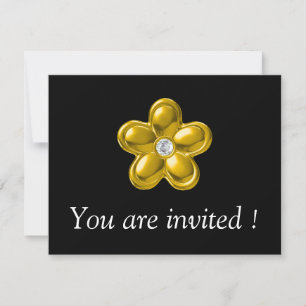 CONVITES FLOR DOURADO COM DIAMANTE