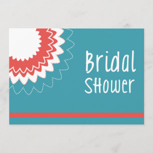 Convites Flor em chamas - Azul e Coral