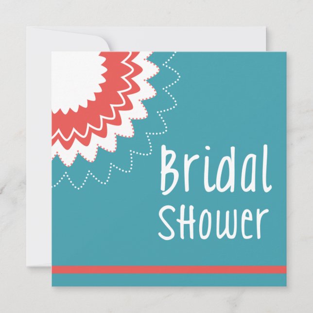 Convites Flor em chamas - Azul e Coral (Frente)