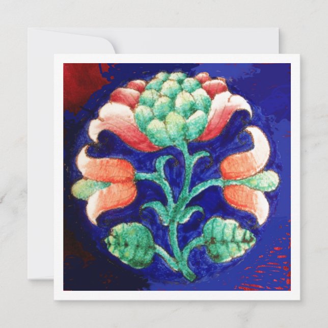 CONVITES FLOR ESTILIZADA/FLORAL ROSA VERMELHO VERDE LARANJA (Frente)