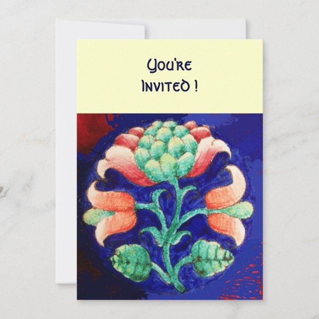 CONVITES FLOR ESTILIZADA/ROSA VERMELHO VERDE LARANJA AZUL F (Frente)