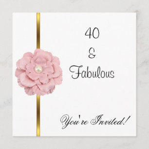 Convites Flor Fabulosa Pérola Branca Aniversário de 40 anos