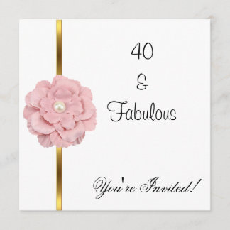 Convites Flor Fabulosa Pérola Branca Aniversário de 40 anos