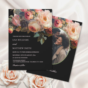 Convites Flor Floral Escura Rosa Casamento Foto