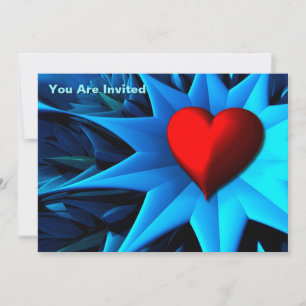 Convites Flor Fractal Blue Heart