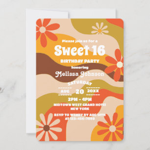 Convites Flor Hippie Retro Sweet 16