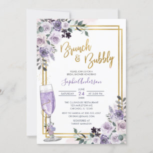 Convites Flor Lilac Floral Roxo Dusty Brunand Bubble