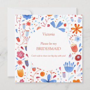 Convites Flor Meadow Watercolor É Minha Bridesmaid