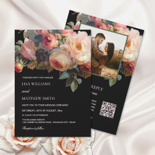 Convites Flor Pink Escura Floral   Foto Casamento