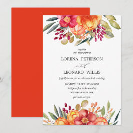 Convites Flor Pintado, Moderno ELEGANTE, Laranja Russo