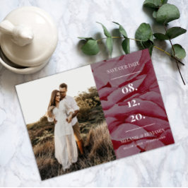 Convites Flor Romântica de Foto Elegante Salve as Datas