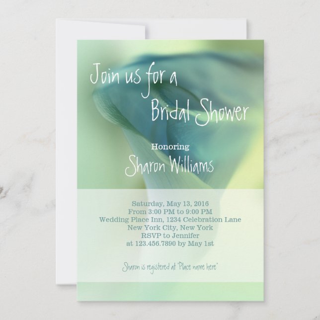 Convites Flor Romântico em tons azuis - Chá de panela (Frente)